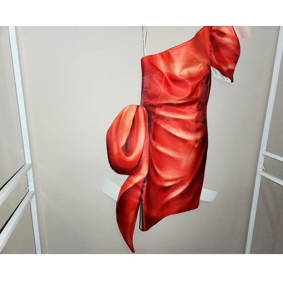 Barbie Look MOSCHINO Valley of the Dolls Red Silk One-Shoulder Paper Doll Dress - Picture 8 of 13